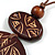 Long Cotton Cord Wooden Pendant with Leaf Motif In Dark Brown - 76cm L - view 3