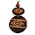 Long Cotton Cord Wooden Pendant with Tribal Motif In Dark Brown - 76cm L