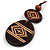 Long Cotton Cord Wooden Pendant with Tribal Motif In Dark Brown - 76cm L - view 4