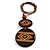 Long Cotton Cord Wooden Pendant with Tribal Motif In Dark Brown - 76cm L - view 2