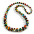 Long Graduated Wooden Bead Colour Fusion Necklace (Multicoloured) - 80cm Long