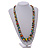 Long Graduated Wooden Bead Colour Fusion Necklace (Multicoloured) - 80cm Long - view 2