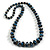 Long Graduated Wooden Bead Colour Fusion Necklace (Black/Blue/Silver/White) - 80cm Long - view 6