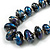 Long Graduated Wooden Bead Colour Fusion Necklace (Black/Blue/Silver/White) - 80cm Long - view 3