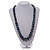Long Graduated Wooden Bead Colour Fusion Necklace (Black/Blue/Silver/White) - 80cm Long - view 2