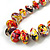 Long Graduated Wooden Bead Colour Fusion Necklace (White/ Purple/ Yelow/ Red/ Black) - 80cm Long - view 4