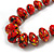 Long Graduated Wooden Bead Colour Fusion Necklace (Red/Black/Yellow) - 80cm Long - view 3