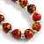 Long Graduated Wooden Bead Colour Fusion Necklace (Red/Black/Yellow) - 80cm Long - view 5
