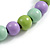 Chunky Mint/ Lilac/ Lime Green Round Bead Wood Flex Necklace - 48cm Long - view 4