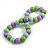 Chunky Mint/ Lilac/ Lime Green Round Bead Wood Flex Necklace - 48cm Long - view 6