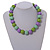 Chunky Mint/ Lilac/ Lime Green Round Bead Wood Flex Necklace - 48cm Long - view 3