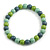 Chunky Mint/ Grey/ Lime Green Round Bead Wood Flex Necklace - 48cm Long