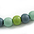 Chunky Mint/ Grey/ Lime Green Round Bead Wood Flex Necklace - 48cm Long - view 3