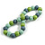 Chunky Mint/ Grey/ Lime Green Round Bead Wood Flex Necklace - 48cm Long - view 6