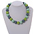 Chunky Mint/ Grey/ Lime Green Round Bead Wood Flex Necklace - 48cm Long - view 2