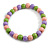 Chunky Pink/Lilac/Lime Green Round Bead Wood Flex Necklace - 48cm Long - view 2