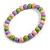 Chunky Pink/Lilac/Lime Green Round Bead Wood Flex Necklace - 48cm Long - view 4