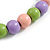 Chunky Pink/Lilac/Lime Green Round Bead Wood Flex Necklace - 48cm Long - view 5