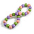 Chunky Pink/Lilac/Lime Green Round Bead Wood Flex Necklace - 48cm Long - view 6