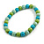 Chunky Mint/ Turquoise/ Lime Green Round Bead Wood Flex Necklace - 48cm Long - view 2