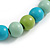 Chunky Mint/ Turquoise/ Lime Green Round Bead Wood Flex Necklace - 48cm Long - view 4