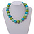 Chunky Mint/ Turquoise/ Lime Green Round Bead Wood Flex Necklace - 48cm Long - view 3