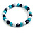 Chunky White/ Turquoise/ Dark Blue Round Bead Wood Flex Necklace - 48cm Long - view 2