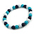 Chunky White/ Turquoise/ Dark Blue Round Bead Wood Flex Necklace - 48cm Long - view 4
