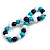 Chunky White/ Turquoise/ Dark Blue Round Bead Wood Flex Necklace - 48cm Long - view 6