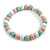 Chunky Pastel Mint/ White/ Pink Round Bead Wood Flex Necklace - 48cm Long - view 2