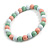 Chunky Pastel Mint/ White/ Pink Round Bead Wood Flex Necklace - 48cm Long - view 4