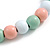 Chunky Pastel Mint/ White/ Pink Round Bead Wood Flex Necklace - 48cm Long - view 5