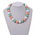 Chunky Pastel Mint/ White/ Pink Round Bead Wood Flex Necklace - 48cm Long - view 3