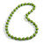 Lime Green Painted Wood and Silver Tone Acrylic Bead Long Necklace - 70cm L - view 2