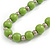 Lime Green Painted Wood and Silver Tone Acrylic Bead Long Necklace - 70cm L - view 4