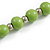 Lime Green Painted Wood and Silver Tone Acrylic Bead Long Necklace - 70cm L - view 5