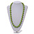 Lime Green Painted Wood and Silver Tone Acrylic Bead Long Necklace - 70cm L - view 3