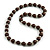 Brown Painted Wood and Silver Tone Acrylic Bead Long Necklace - 70cm L - view 2