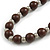 Brown Painted Wood and Silver Tone Acrylic Bead Long Necklace - 70cm L - view 4