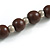 Brown Painted Wood and Silver Tone Acrylic Bead Long Necklace - 70cm L - view 5