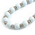 White Painted Wood and Silver Tone Acrylic Bead Long Necklace - 70cm L - view 4