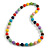 Multicoloured Painted Wood and Silver Tone Acrylic Bead Long Necklace - 70cm L - view 4