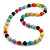 Multicoloured Painted Wood and Silver Tone Acrylic Bead Long Necklace - 70cm L - view 1