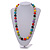Multicoloured Painted Wood and Silver Tone Acrylic Bead Long Necklace - 70cm L - view 2