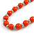 Orange Painted Wood and Silver Tone Acrylic Bead Long Necklace - 70cm L - view 4