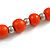 Orange Painted Wood and Silver Tone Acrylic Bead Long Necklace - 70cm L - view 5