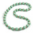 Mint Painted Wood and Silver Tone Acrylic Bead Long Necklace - 70cm L