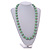 Mint Painted Wood and Silver Tone Acrylic Bead Long Necklace - 70cm L - view 3