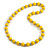 Yellow Painted Wood and Silver Tone Acrylic Bead Long Necklace - 70cm L