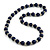 Dark Blue Painted Wood and Silver Tone Acrylic Bead Long Necklace - 70cm L